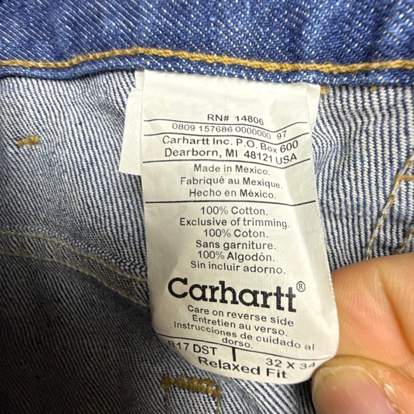 Carhartt Relaxed Fit Jeans Mens 32x34 Denim Blue Work Pants New with Tags - Picture 4 of 9